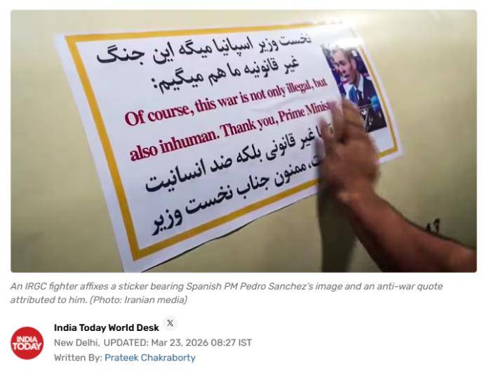 皇冠信用网最新地址_外媒:伊朗向以色列发射的导弹上写着感谢西班牙首相 谴责非法战争